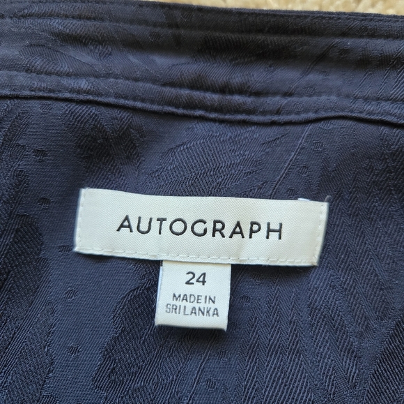 Autograph blouse navy blue textured button front womens 24 - Picture 6 of 11